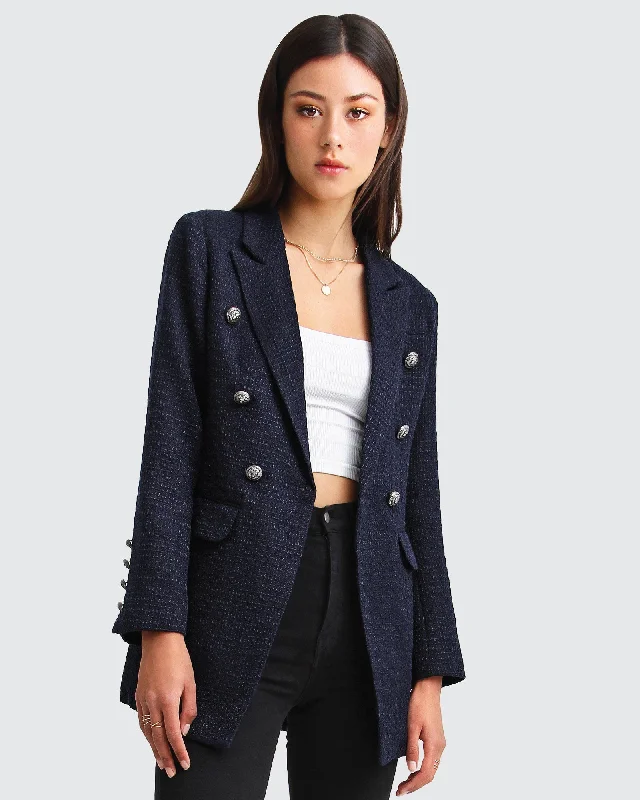 Princess Polina Textured Weave Blazer | Women | Navy