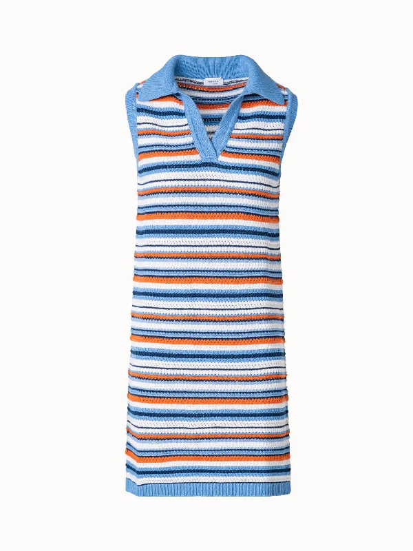 Short Knit Dress in Allover Stripes