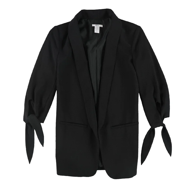 bar III Womens Tie-Sleeve Blazer Jacket, Black, Small