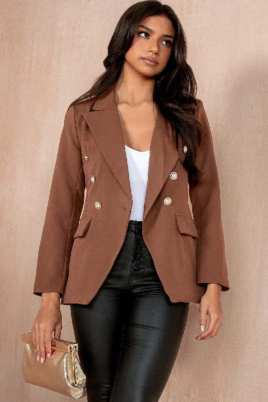 Haddie Chocolate Button Detail Blazer