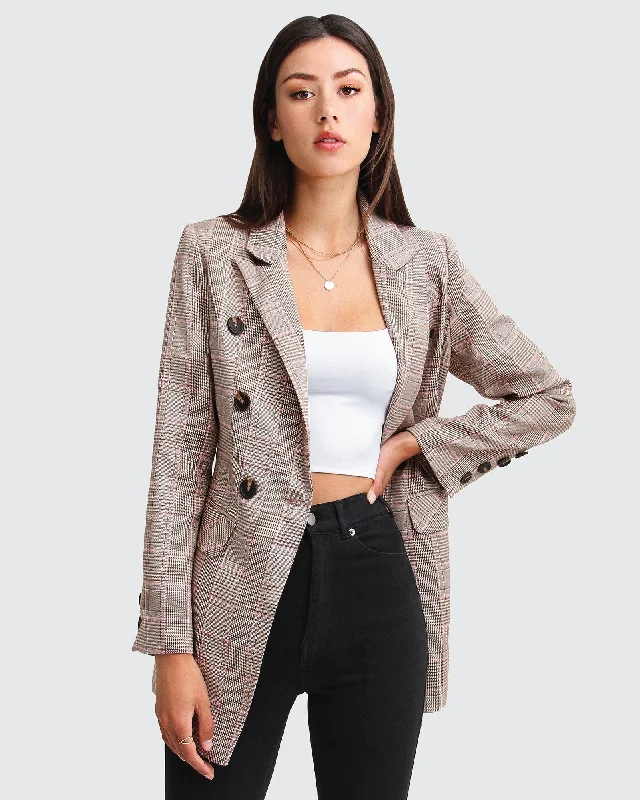 Too Cool For Work Plaid Blazer | Women | Brown