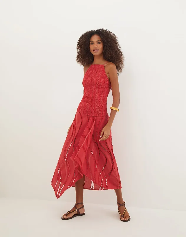 Belle Midi Dress - Raspberry