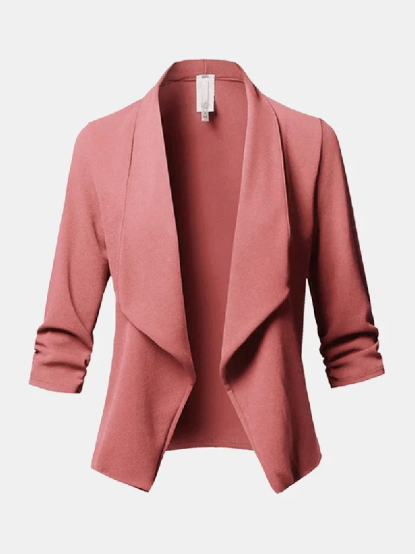 Women Solid Color Shawl Collar Elegant Blazers