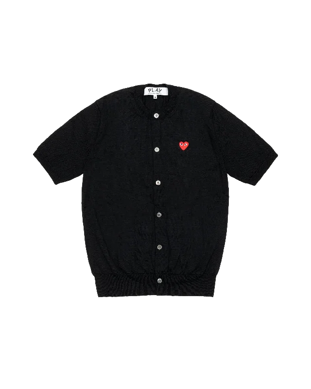 Short Sleeve Cardigan - Black / Red