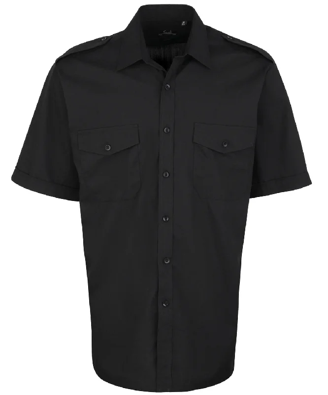 Black - Short sleeve pilot shirt