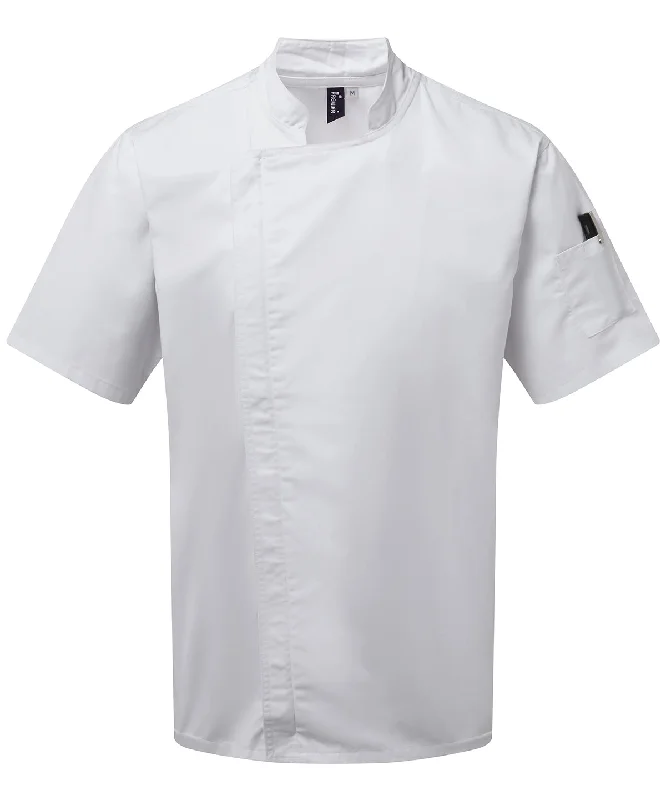 White - Chef's zip-close short sleeve jacket