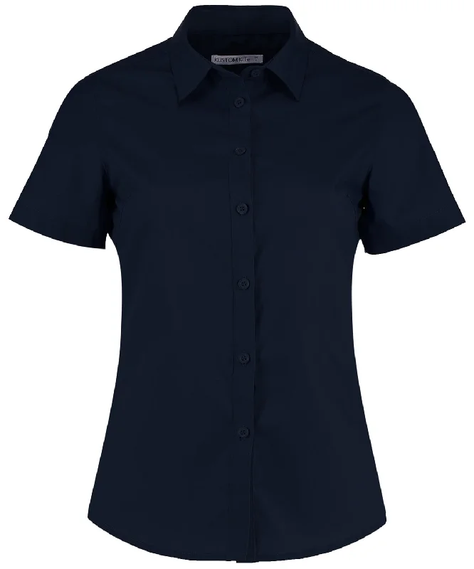 Dark Navy - Women's poplin shirt short sleeve