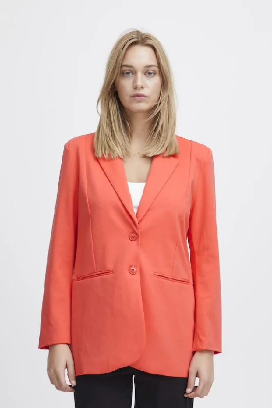 Women's ICHI Hot Coral IHKATE Blazer