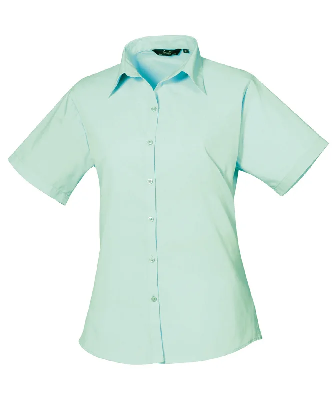 Aqua - Women's short sleeve poplin blouse