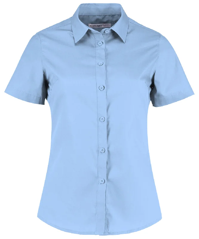 Light Blue - Women's poplin shirt short sleeve