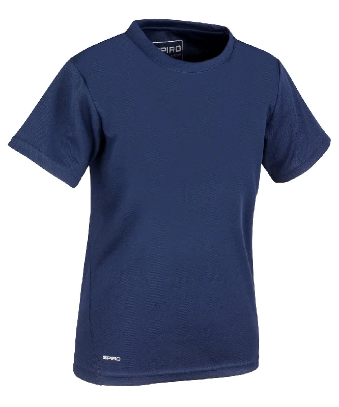 Navy - Spiro quick-dry short sleeve junior t-shirt