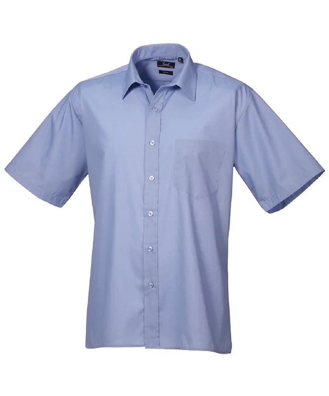 Mid Blue* - Short sleeve poplin shirt