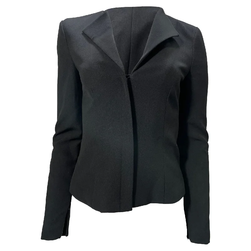 Roland Mouret Collared Hidden Closure Blazer in Black Wool