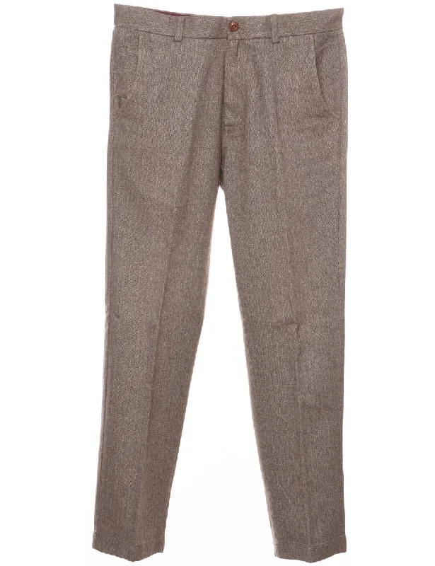 Brooks Brothers Light Brown Herringbone Tweed Trousers - W33 L30