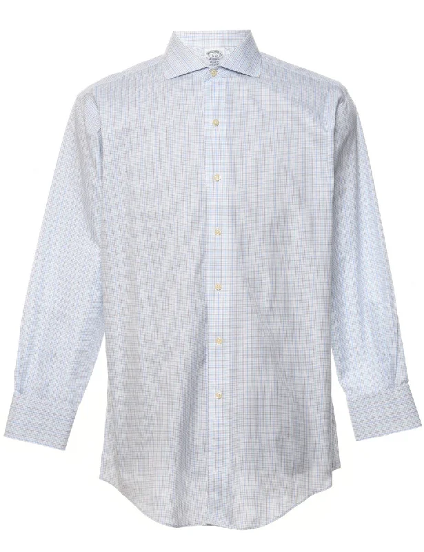 Brooks Brothers White & Blue Checked Shirt - M