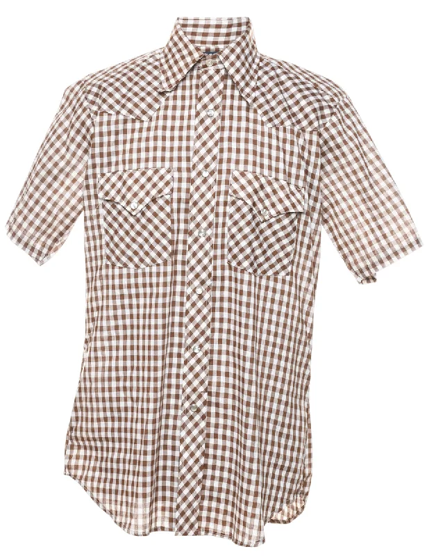 Brown Checked Shirt - M