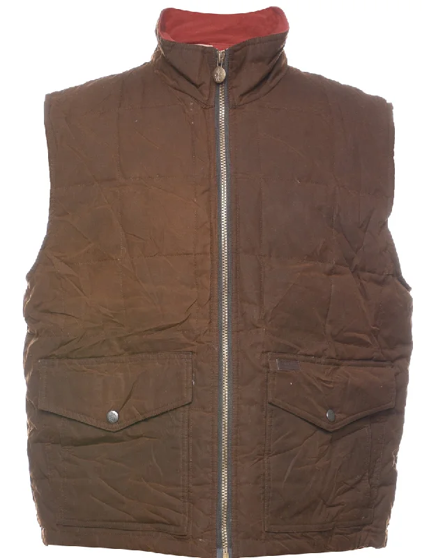 Brown Zip-Front Wax Jacket - M