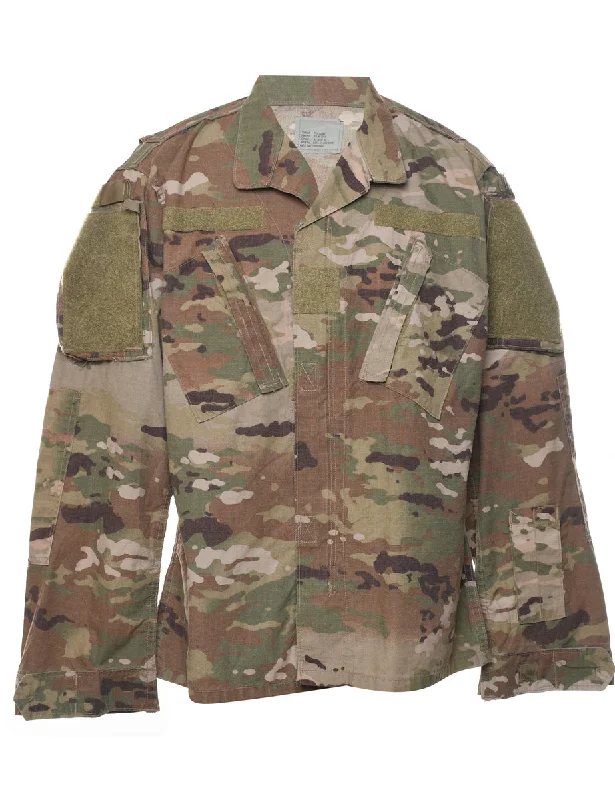 Camouflage Print Military Shirt - S