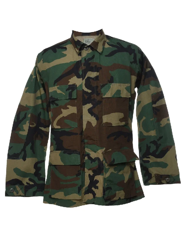 Camouflage Print Military Shirt - S