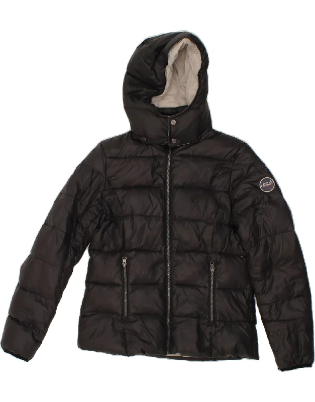 BEST COMPANY Womens Hooded Padded Jacket UK 14 Large Black