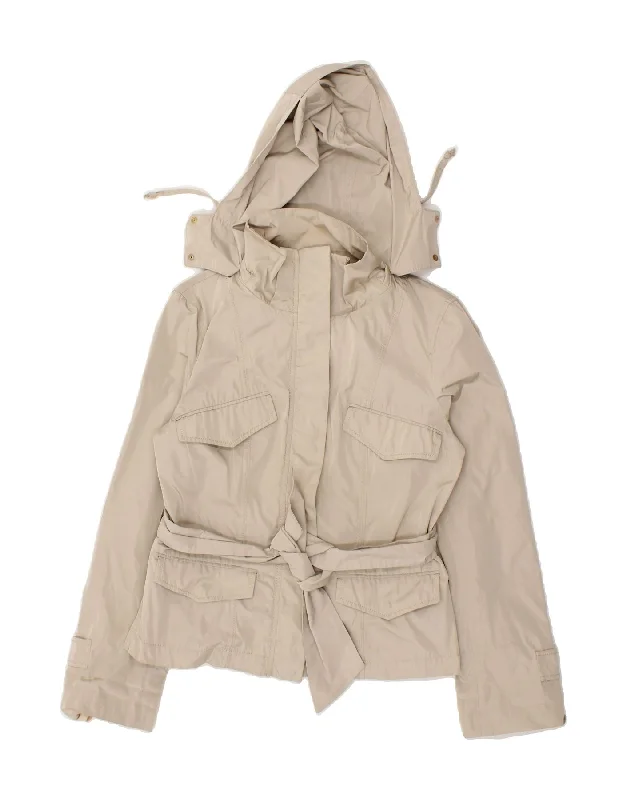 MAX MARA Womens Hooded Utility Jacket UK 12 Medium  Beige Polyester