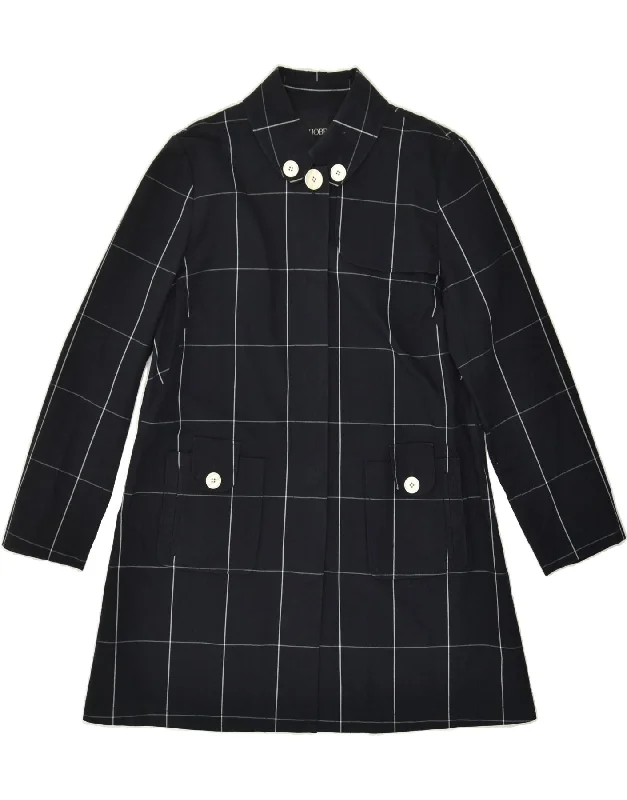 HOBBS Womens Overcoat UK 14 Large Black Check Cotton