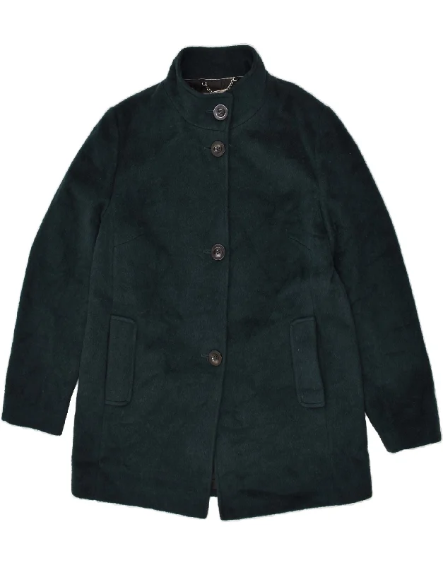 LAURA ASHLEY Womens Overcoat UK 12 Medium Green Wool