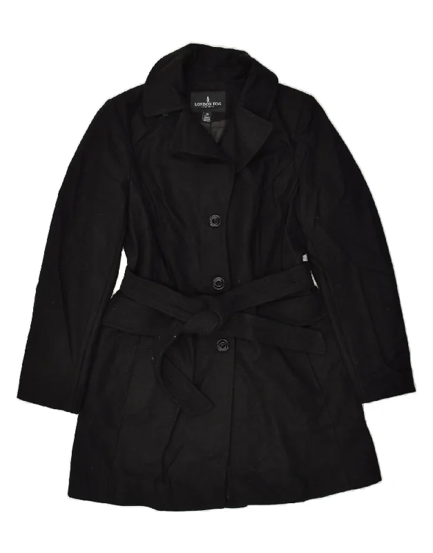 LONDON FOG Womens Overcoat UK 14 Medium Black Wool