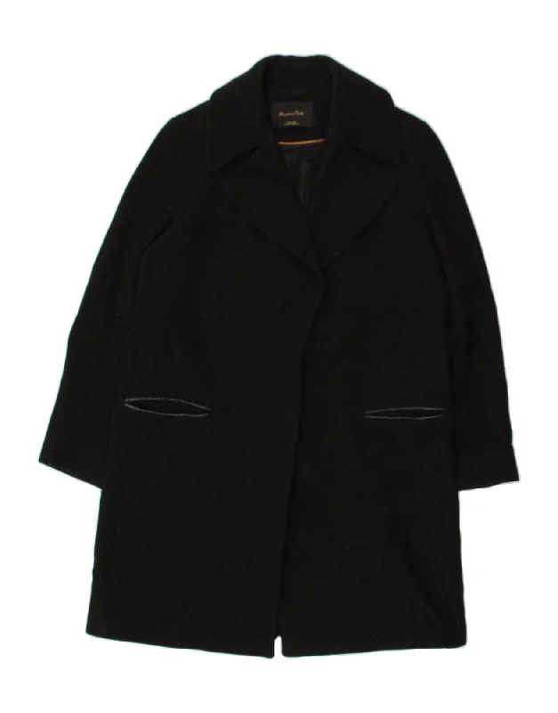 MASSIMO DUTTI Womens Overcoat EU 42 Large Black Wool