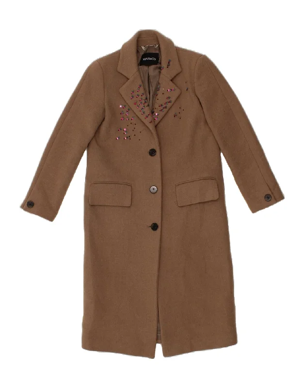 MAX & CO. Womens Overcoat UK 4 XS Brown Wool