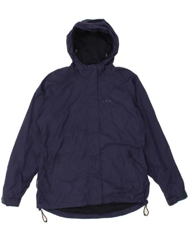 MOUNTAIN WAREHOUSE Womens Hooded Rain Jacket UK 12 Medium Navy Blue Nylon