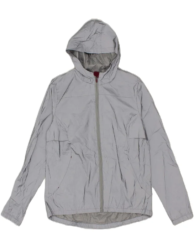 MOUNTAIN WAREHOUSE Womens Hooded Rain Jacket UK 14 Large Grey Polyester