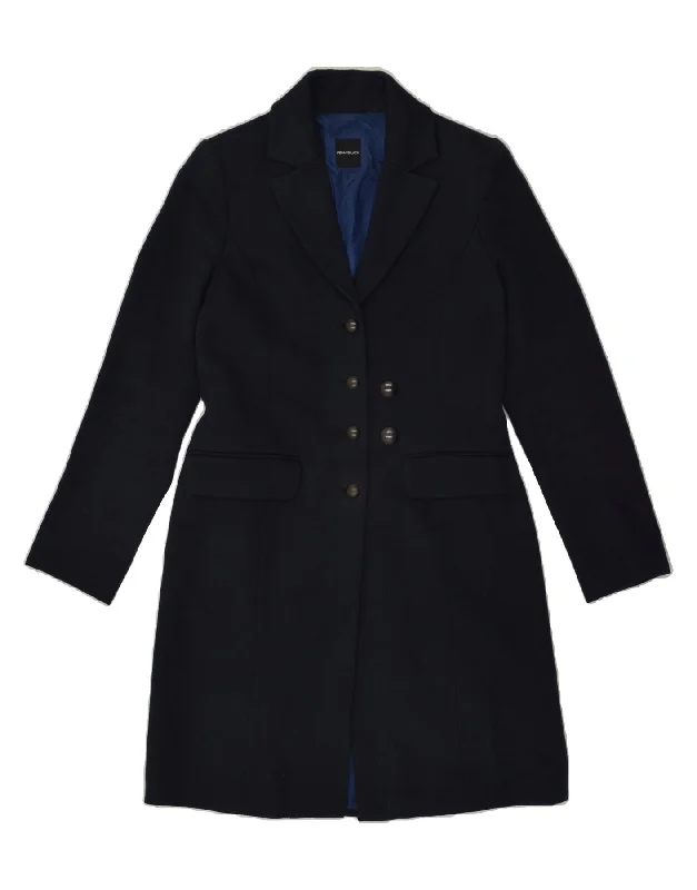 PENNY BLACK Womens Overcoat UK 14 Medium Navy Blue Cotton