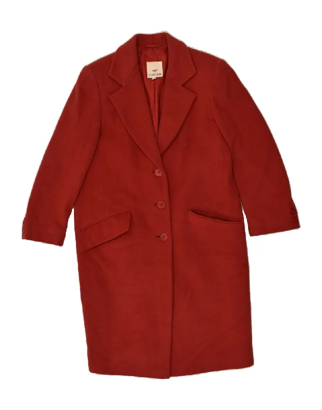 VINTAGE Womens Overcoat IT 42 Medium Red