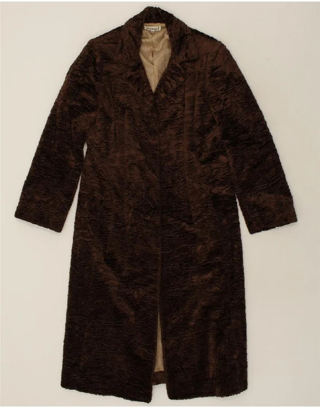 VINTAGE Womens Overcoat IT 44 Medium Brown Viscose