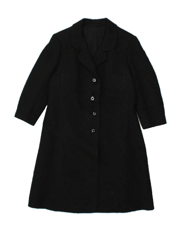 VINTAGE Womens Overcoat IT 48 XL Black