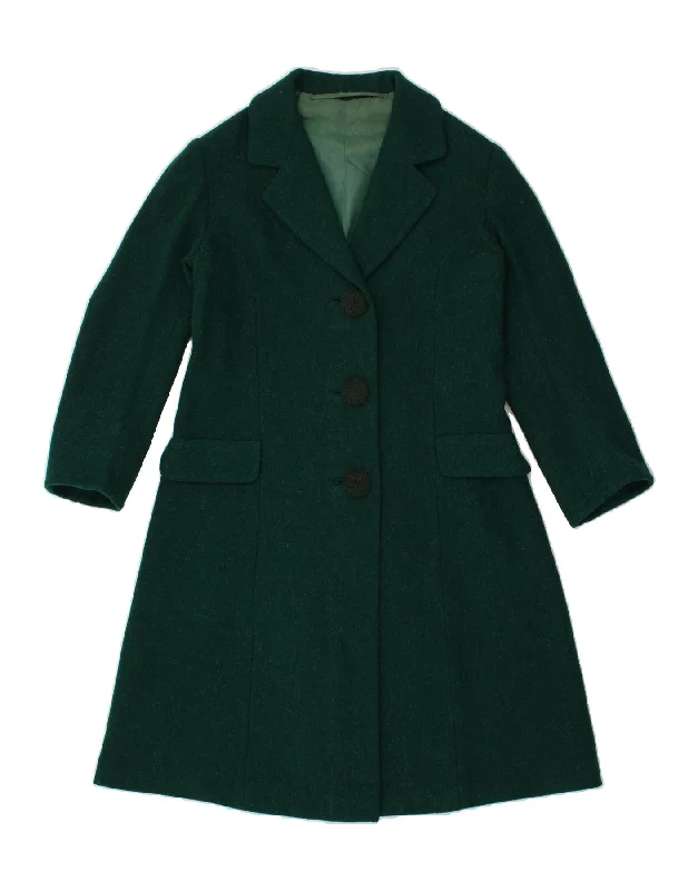 VINTAGE Womens Overcoat UK 10 Small Green