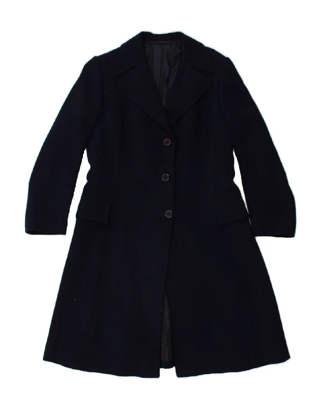 VINTAGE Womens Overcoat UK 16 Large Navy Blue