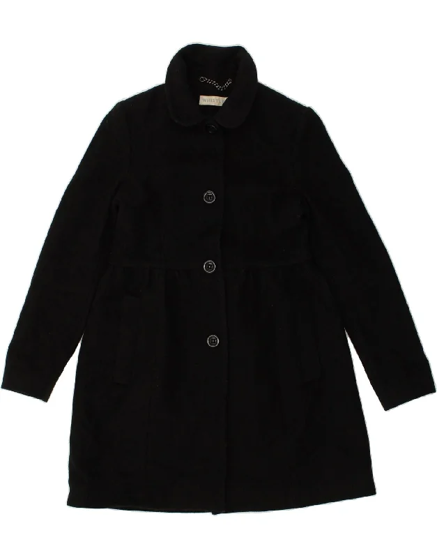 WHISTLES Womens Overcoat UK 8 Small Black Wool