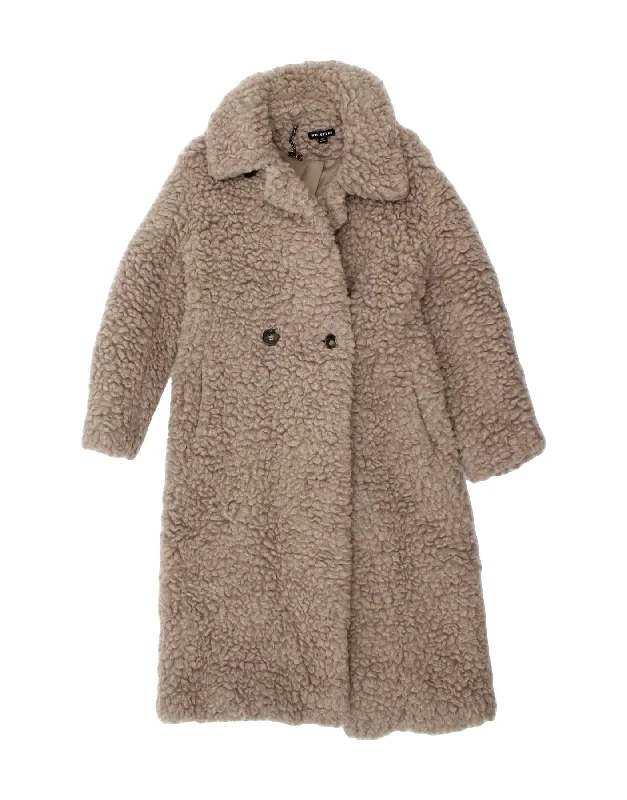 WHISTLES Womens Teddy Bear Overcoat UK 6 XS Grey Wool