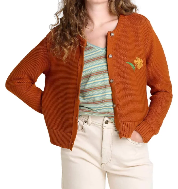 Bianca Crew Cardigan In Umber Poppy