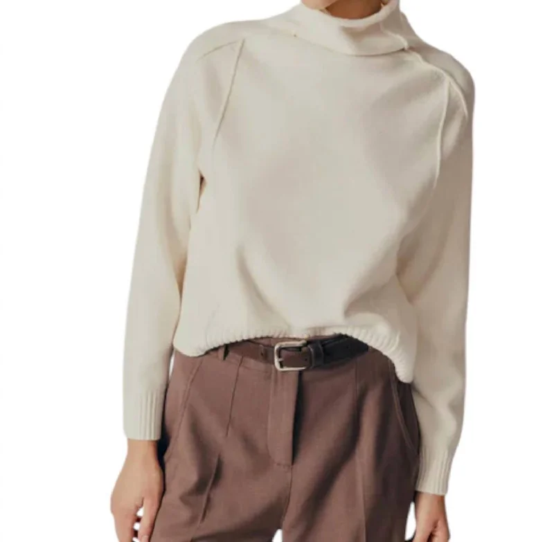 Monarda Seam Detail Turtleneck Sweater In Ivory