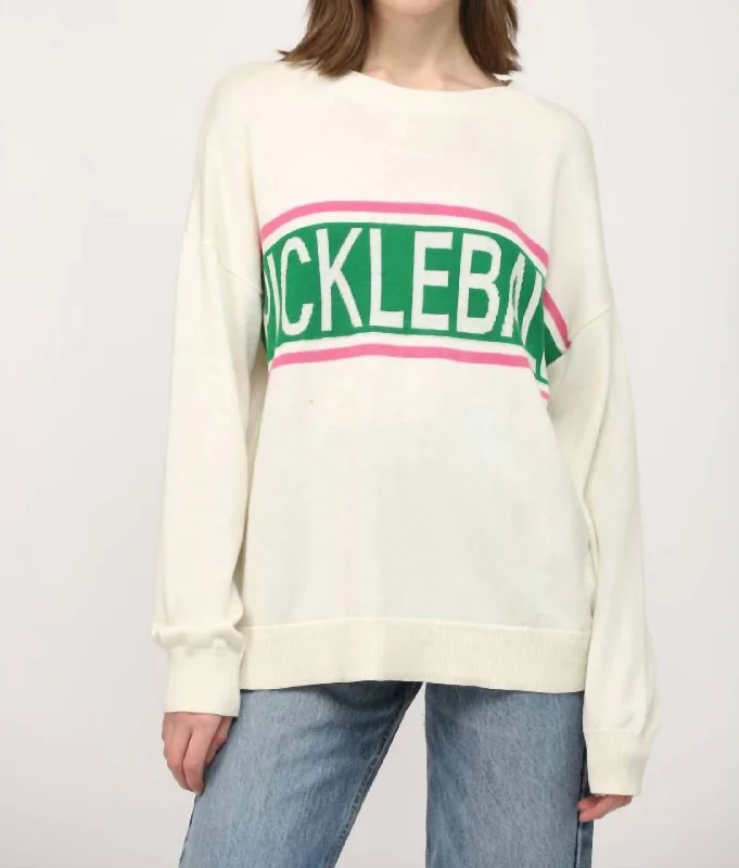 Pickleball Crew Neck Sweater In Ivory