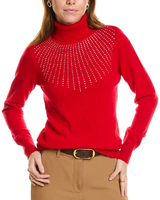 sofiacashmere Heatset Starburst Turtleneck Cashmere Sweater