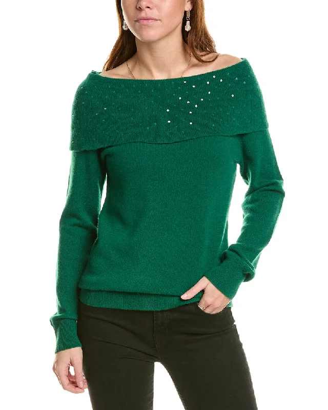 sofiacashmere Off-the-Shoulder Cashmere Sweater