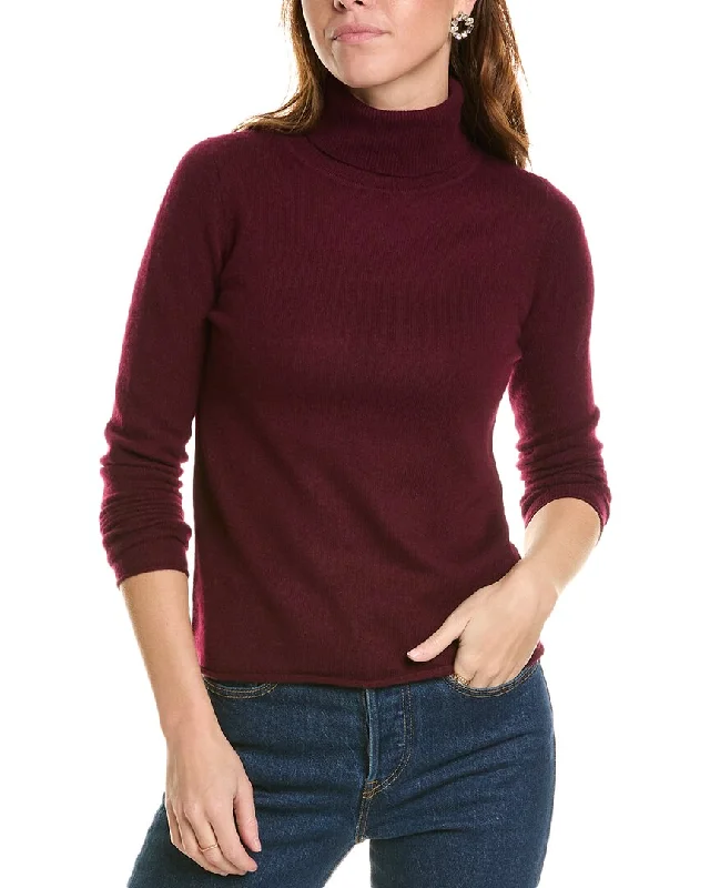 sofiacashmere Roll Cuff & Hem Turtleneck Sweater