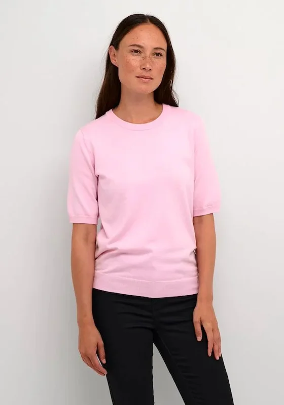 KAFFE Kalizza Short Sleeve Knit Sweater, Pink Mist