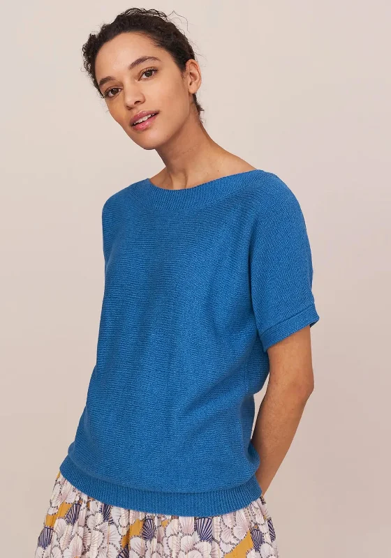 White Stuff Rye Tape Short Sleeve Jumper, Blue