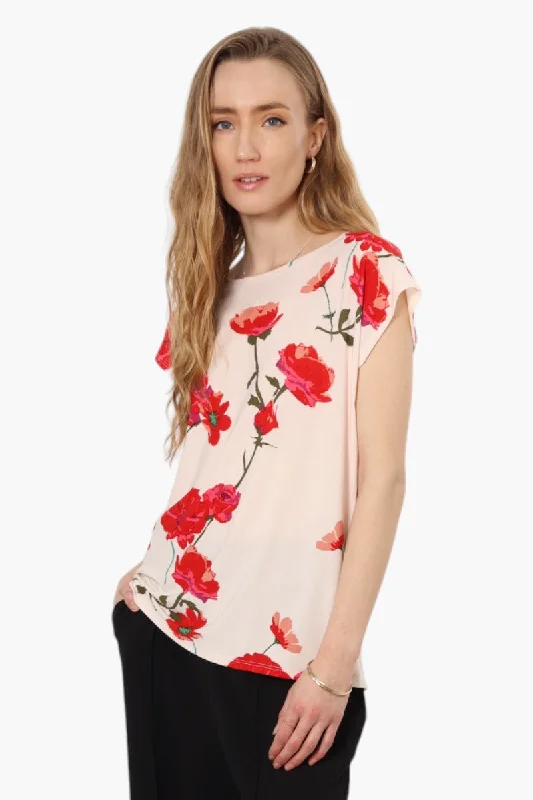 Impress Floral Cap Sleeve Shirt - White