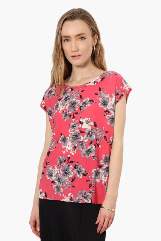 Impress Floral Cap Sleeve Shirt - Pink